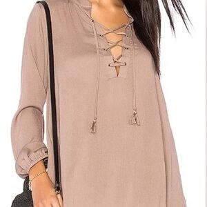 Mumu Tan Lace-Up Women's Top